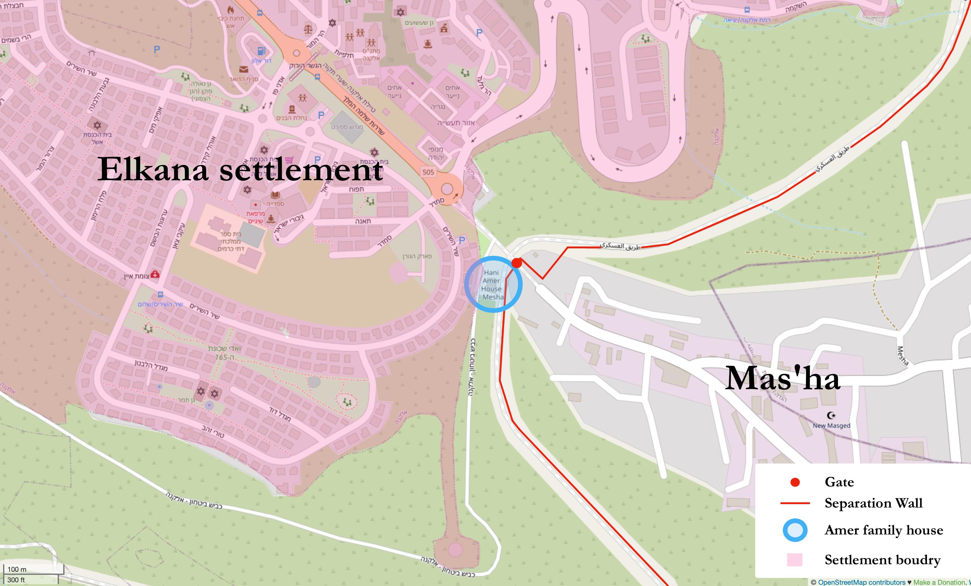 Figure 4. The location of the house of the Amer family.